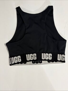 UGG Black Logo Elastic-Band Crop Sports Bra Size Small